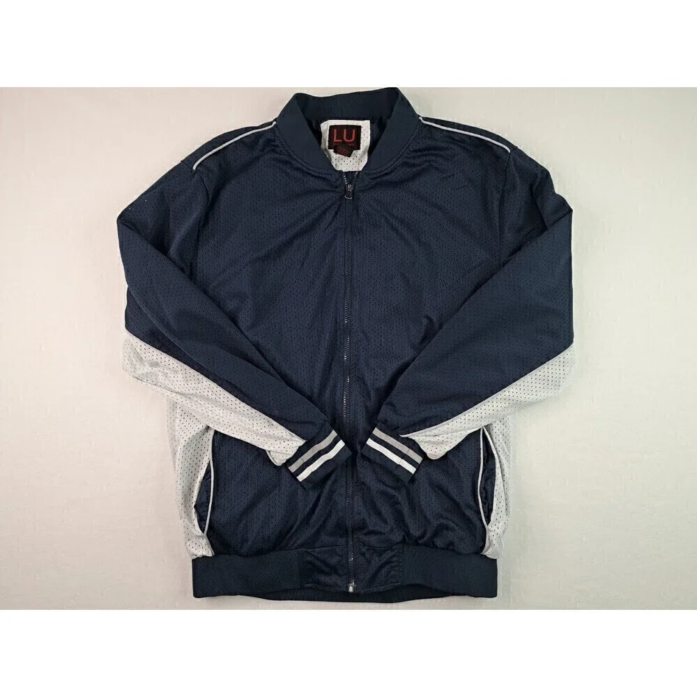 Linea Uomo Men's Size XL Jersey Track Jacket Navy Blue
